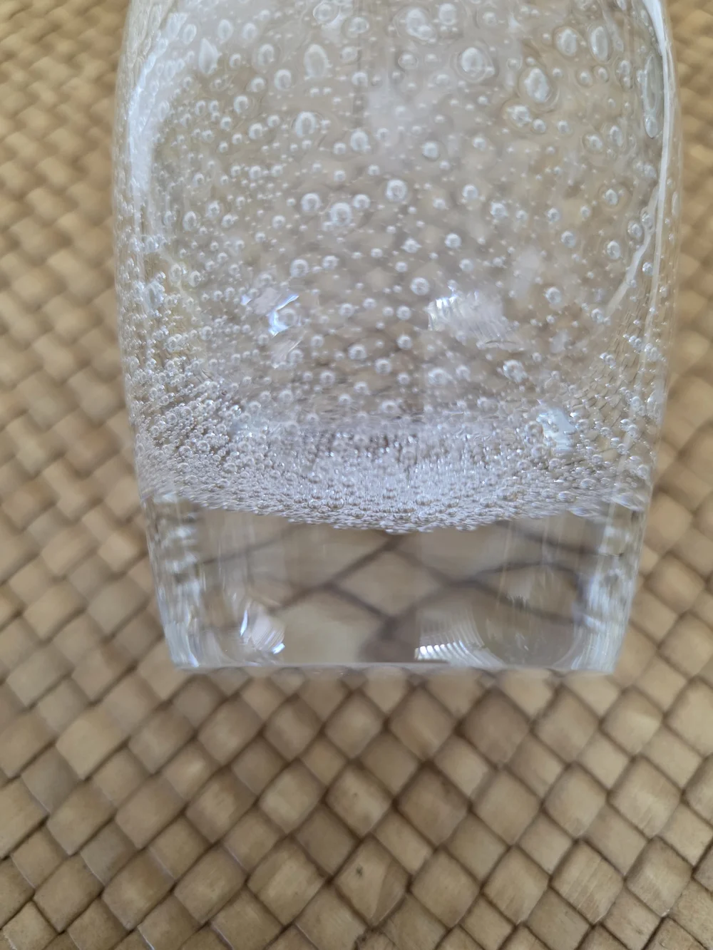 Hand Crafted Clear Bubble Glass Vase